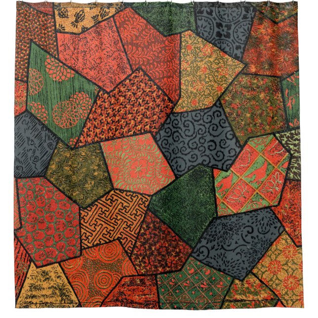 ANTIQUE JAPANESE FLOWERS,LEAVES ,GEOMETRIC FLORAL (Front)