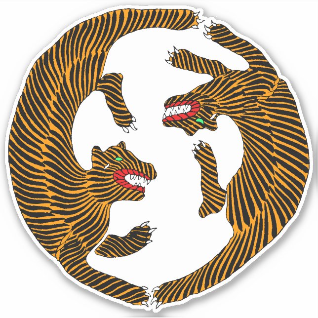Antique Japanese Folk Art Tigers (Front)
