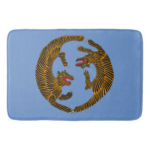 Antique Japanese Folk Art Tigers Bath Mat
