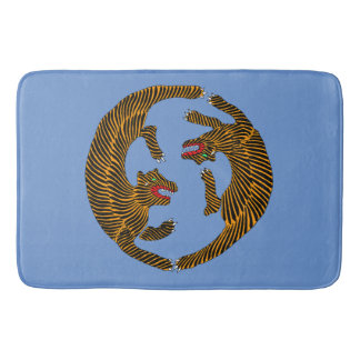 Antique Japanese Folk Art Tigers Bath Mat
