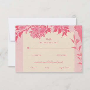 Antique Japanese Pink Cherry Blossom Rsvp Card