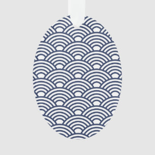 Antique Japanese Seigaiha Waves Ornament