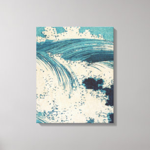 Antique Japanese Woodblock Blue Ocean Waves Print