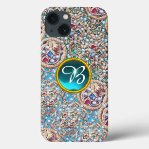 ANTIQUE JEWELS,GEMSTONES,PEARLS,ANGELS MONOGRAM iPhone 13 CASE