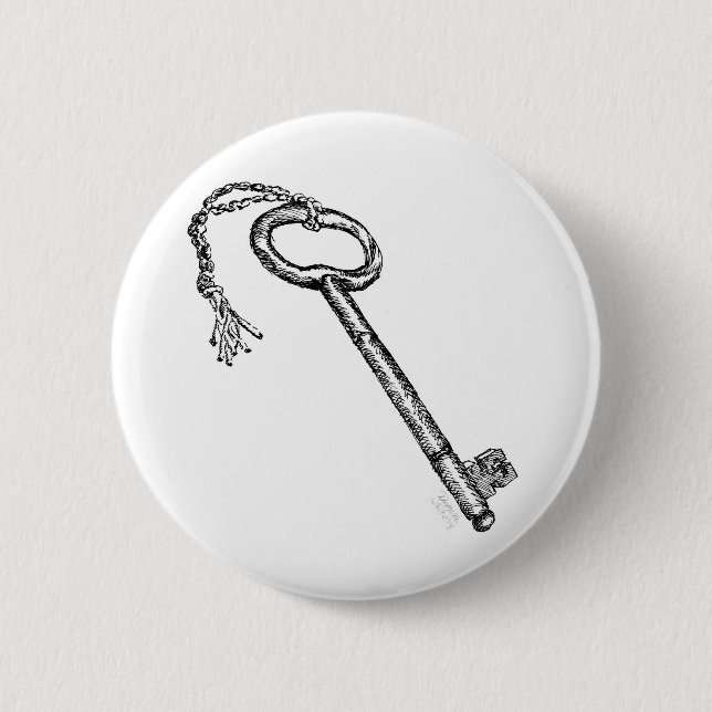Antique Key 2 Inch Round Button (Front)