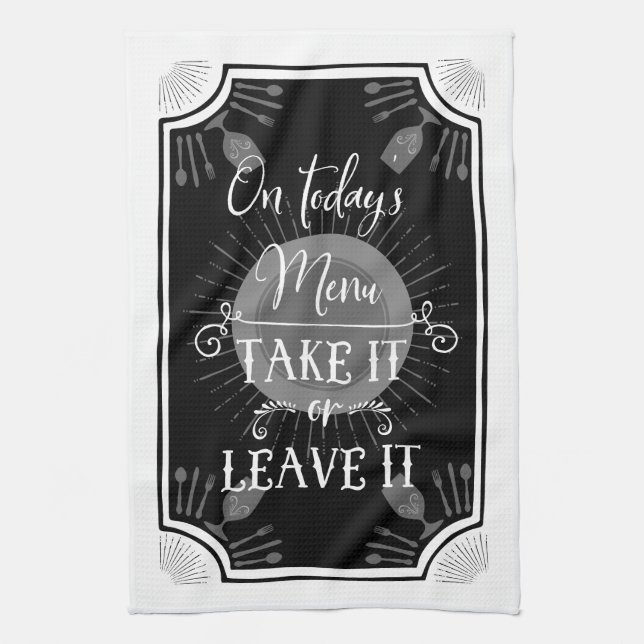 Antique Kitchen Sign – On Today’s Menu Kitchen Towel (Vertical)