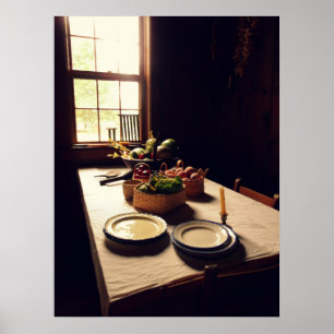 Antique Kitchen Table Poster