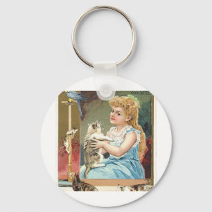 antique kitten keychain
