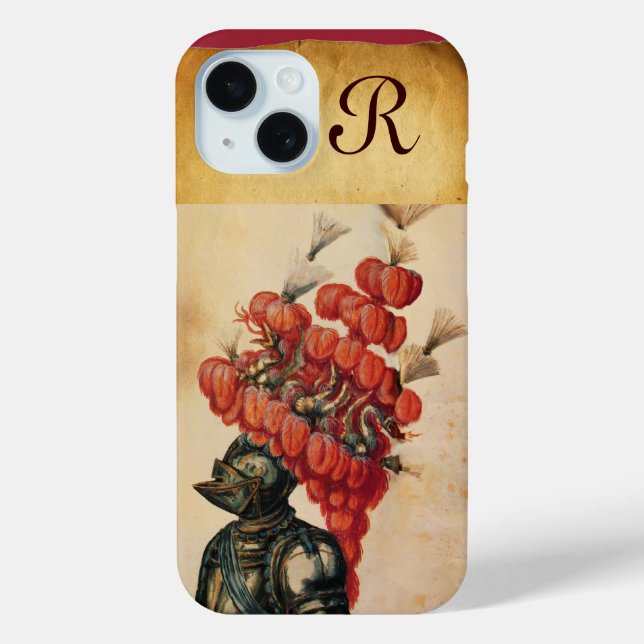 ANTIQUE KNIGHT HELMET ,DRAGONS AND RED FEATHERS Case-Mate iPhone CASE (Back)