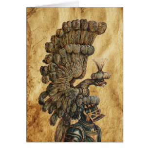 ANTIQUE KNIGHT HELMET WITH EAGLE Parchment