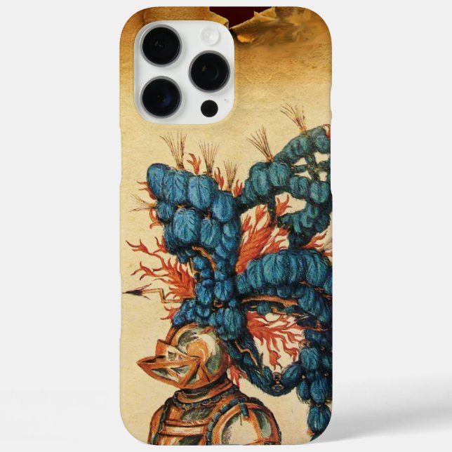 ANTIQUE KNIGHT HELMET WITH RED BLUE FEATHERS Case-Mate iPhone CASE (Back)