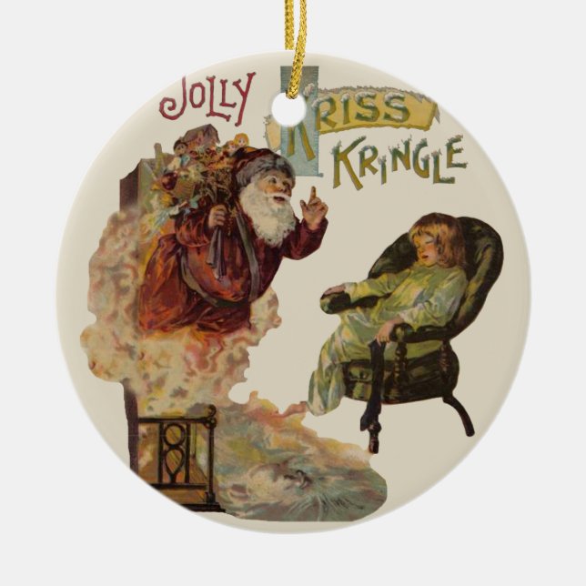 Antique Kris Kringle Sanga Claus Ceramic Ornament (Front)