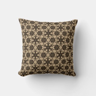 Antique lace - black and peach throw pillow