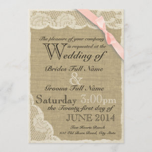 Antique Lace Country Blush Wedding Invitation