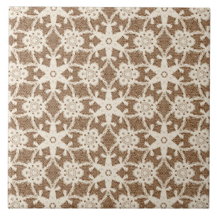 Antique lace - cream and brown tile