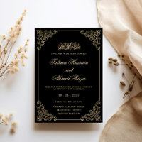 Antique Lace Frame Gold Black Muslim Wedding