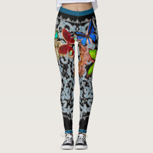 ANTIQUE LACE PATTERN WITH BUTTERFLIES LEGGINGS