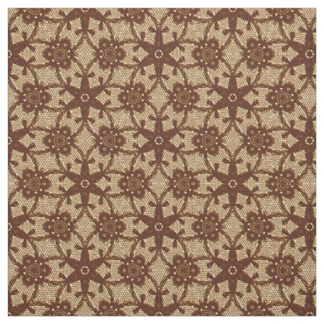 Antique lace print - chocolate and beige fabric (Swatch)