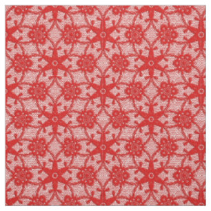 Antique lace print - deep red and white fabric