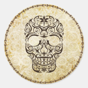 Antique Lace Skull and Bones Border Sticker