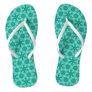 Antique lace - turquoise and aqua flip flops