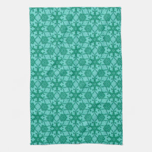 Antique lace - turquoise and aqua kitchen towel
