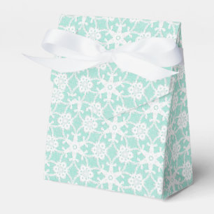 Antique lace - white and aqua blue favor box