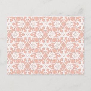 Antique lace - white and peach postcard