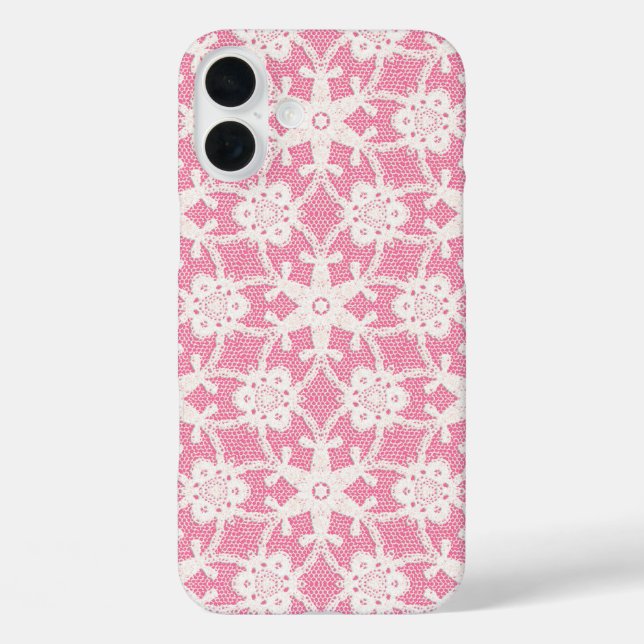 Antique lace - white and rose pink Case-Mate iPhone case (Back)