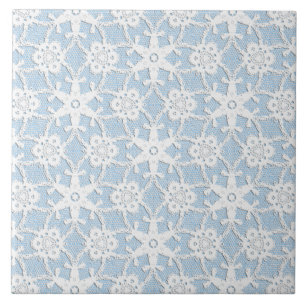 Antique lace - white and sky blue tile