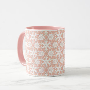 Antique Lace - White on Pastel Pink  Mug