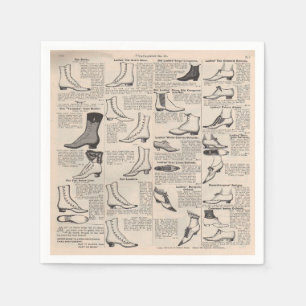 Antique Ladies Shoe Catalogue Page Vintage Print Napkin