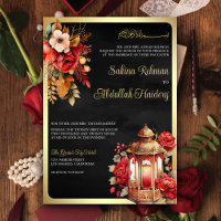 Antique Lantern Red Floral Black Muslim Wedding