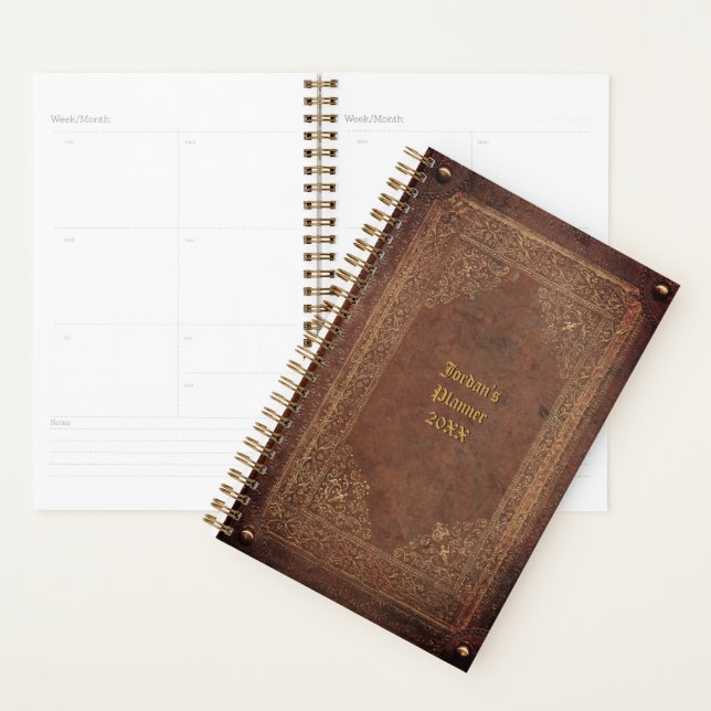 Antique Leather Look Planner w/out your text (Display)