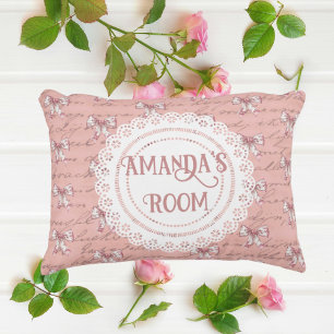 Antique Lettering Lace Doilies Personalized Accent Pillow