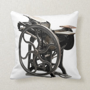 antique letterpress machine from 1888 throw pillow