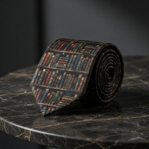 Antique Library Bookshelf Dark Academia Vintage Tie