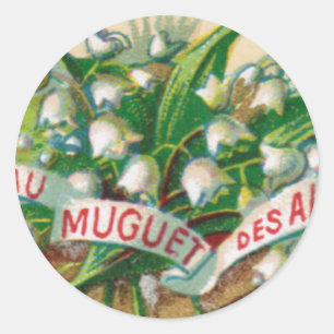 Antique Lily de la Vallée Sticker rond