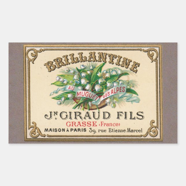 Antique Lily of the Valley French Perfume Sticker (Front)