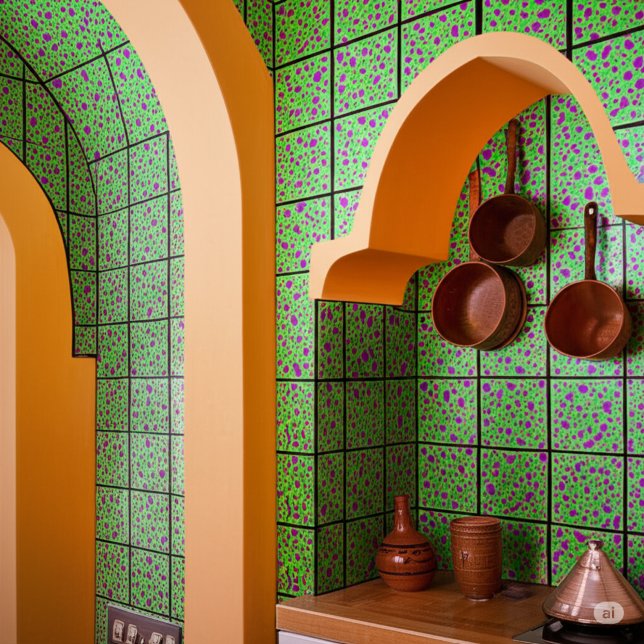 Antique Lime Green Wall Art Deco Purple | Classic Tile (Kitchen Backsplash Tiles Vintage
)