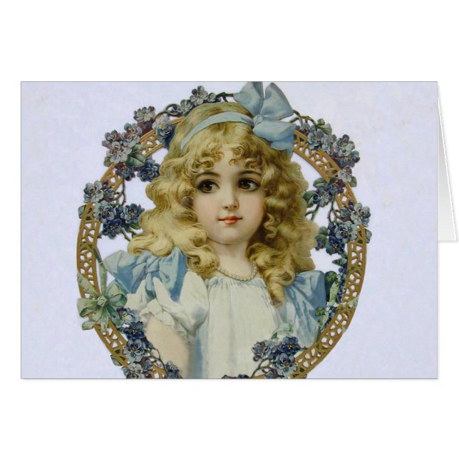Antique Little Girl Child Portrait Beautiful (Front Horizontal)