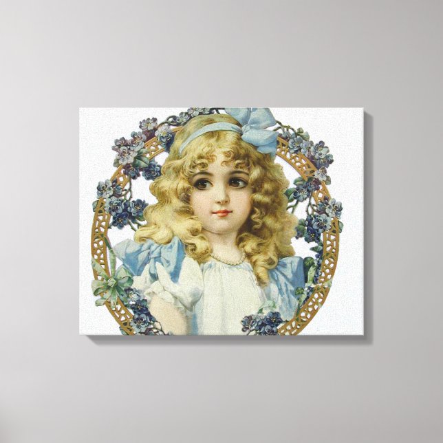 Antique Little Girl Child Portrait Beautiful Canvas Print (Front)