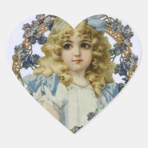 Antique Little Girl Child Portrait Beautiful Heart Sticker
