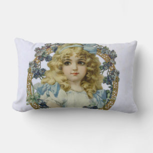 Antique Little Girl Child Portrait Beautiful Lumbar Pillow