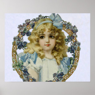 Antique Little Girl Child Portrait Beautiful Poster