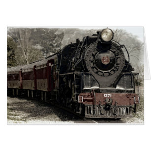 Antique Locomotive Train Blank Card