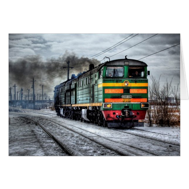 Antique Locomotive Train Blank Card (Front Horizontal)