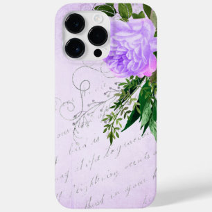 ANTIQUE LOOKING LAVENDER SCRIPT & FLOWERS Case-Mate iPhone 14 PRO MAX CASE