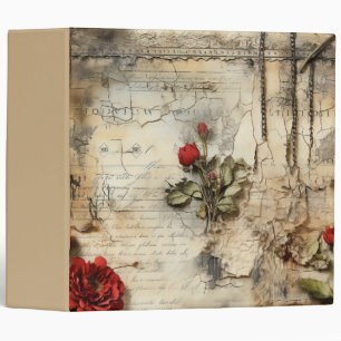 Antique Love Letter Calligraphy Floral Binder