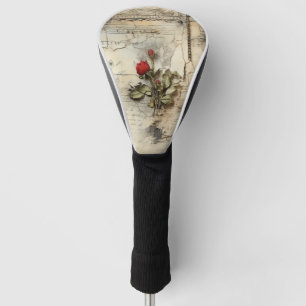 Antique Love Letter Calligraphy Floral Golf Head Cover